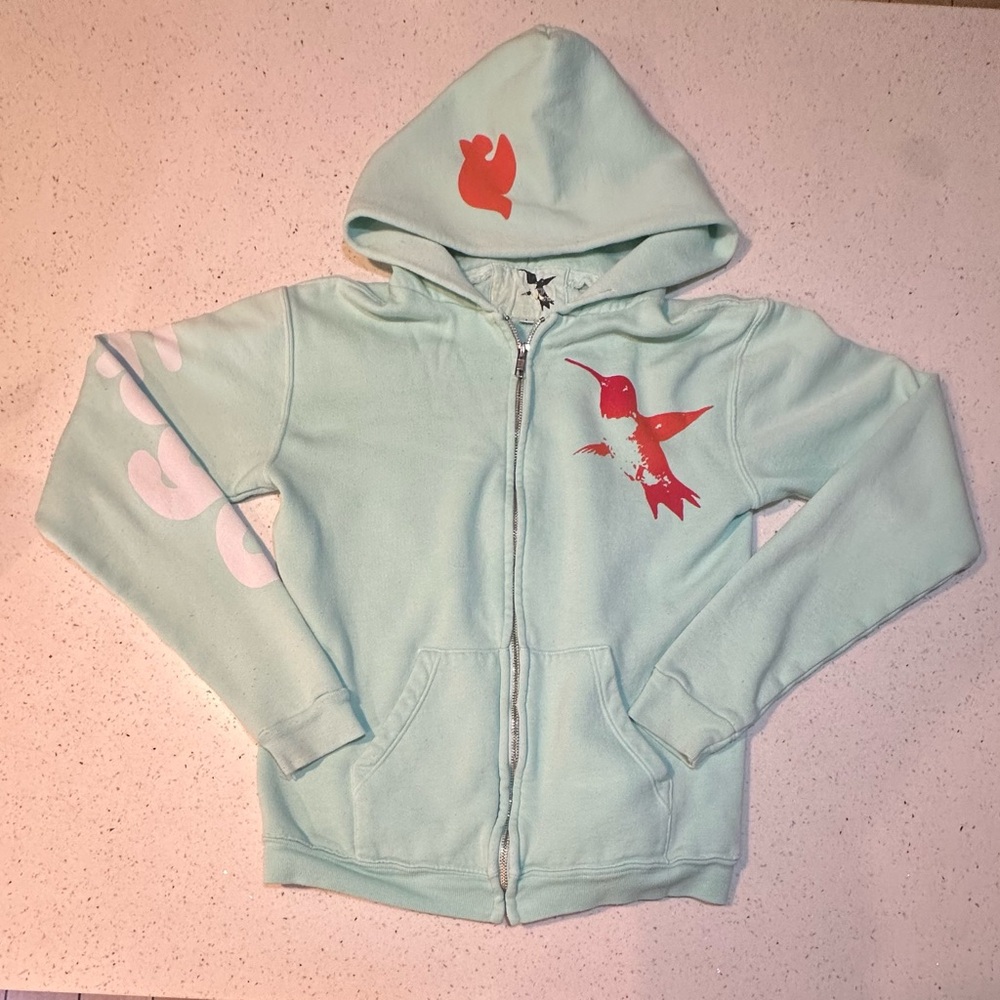 Freecity zip up hoodie with “Let’s Go” sleeve / GUC - Picture 3 of 16